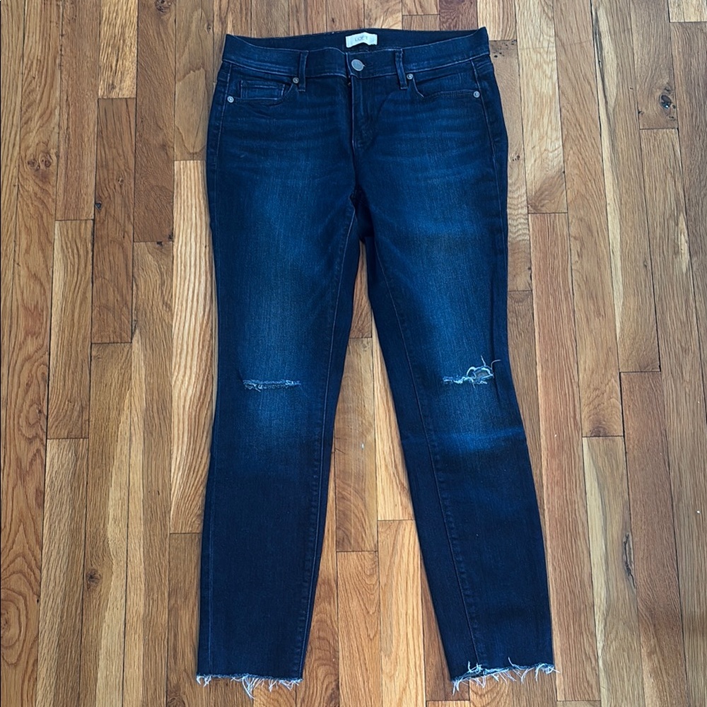 LOFT Blue Skinny Jeans with Distressed Details